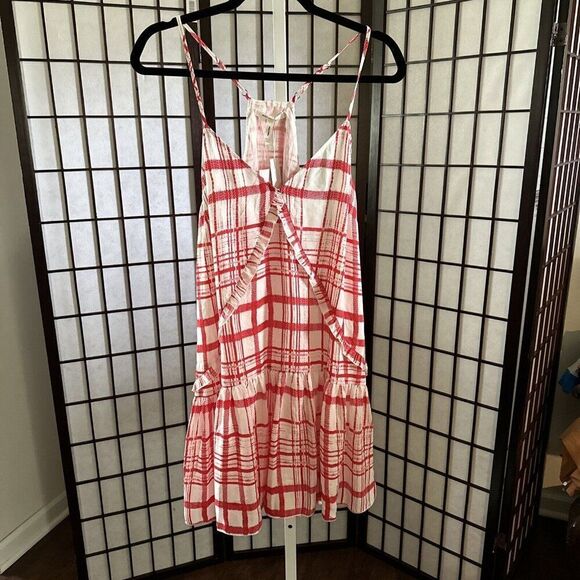 Avec Les Filles | Plaid Windowpane Grid Check Mini Dress White Red  S  CP - Picture 2 of 6